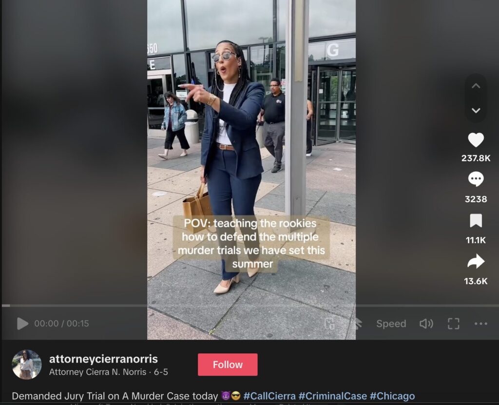 Screenshot from Attorney Cierra Norris's viral TikTok page